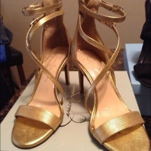 Jessica Simpson Sz 9.5 Gold heels MUST SEE!!!